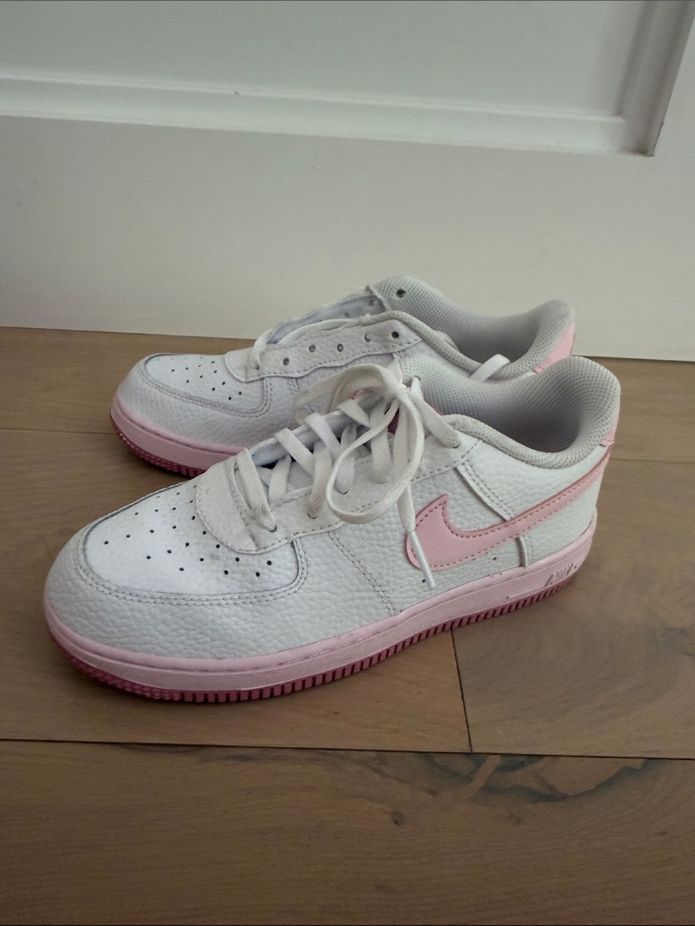Nike Kids White and Light Pink Sneakers